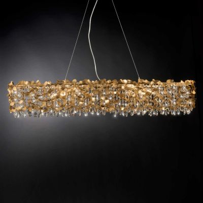 Außergewöhnlicher Kronleuchter Stoff Kristall Ø74cm Esszimmer Lampe Design 